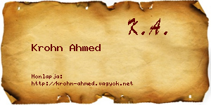 Krohn Ahmed névjegykártya